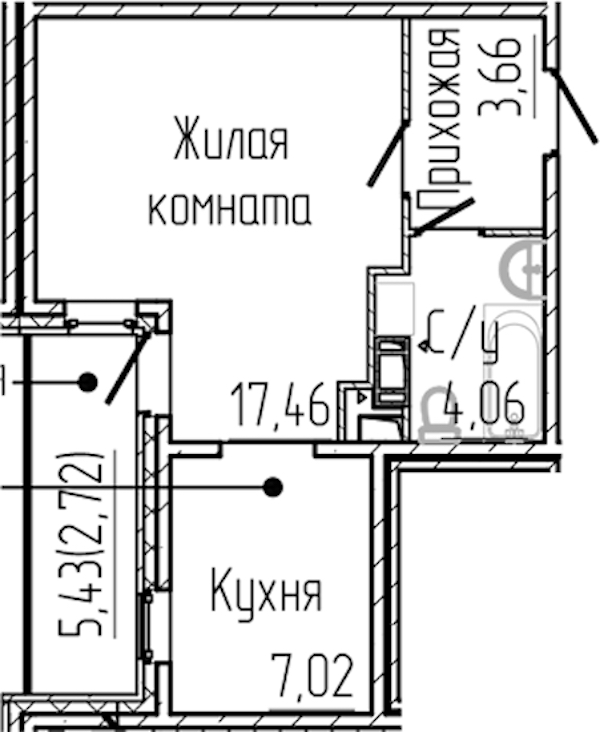 Квартира студия 34.92 м², 5/8 эт., ЖК «SERTOLOVO PARK»